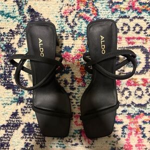 Aldo Black Strappy Heels